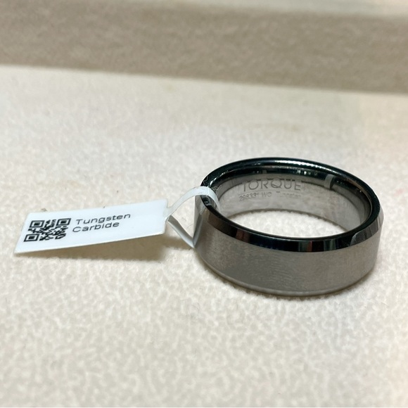 TORQUE Mens Size 10 Tungsten Carbide Beveled Edge Satini Finish Comfort Fit 8mm - Picture 6 of 8